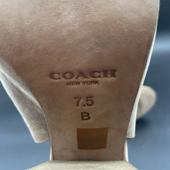 Coach Saratoga Open Toe Bootie Womens 7.5 B Beige Leather STYLE Q4463 A6469 - Picture 8 of 9